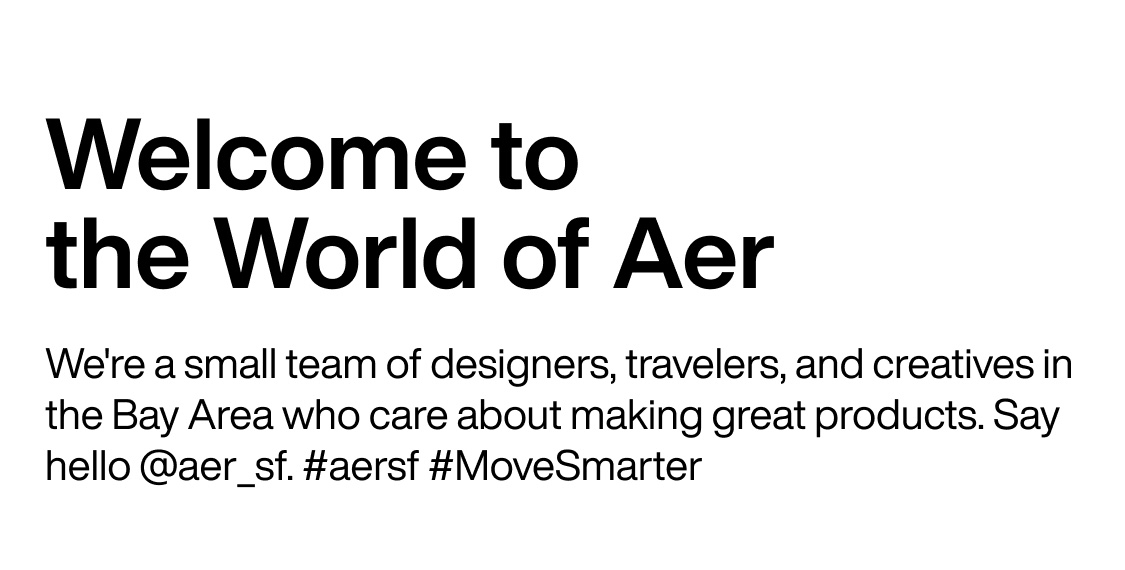 Welcome to the World of Aer