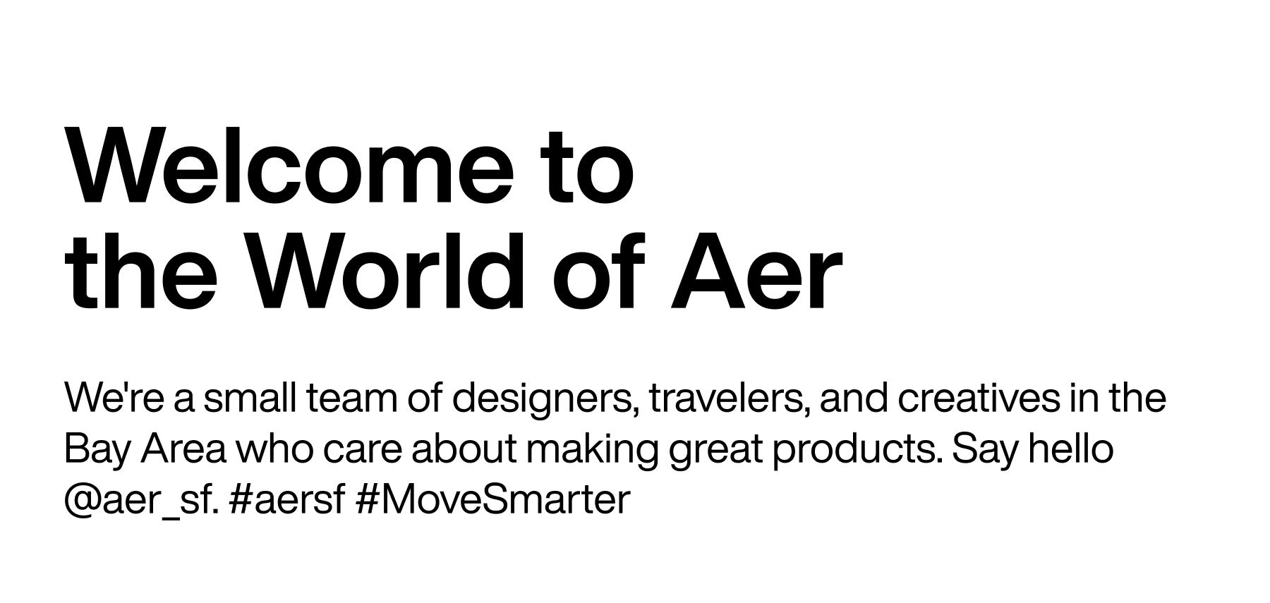 Welcome to the World of Aer